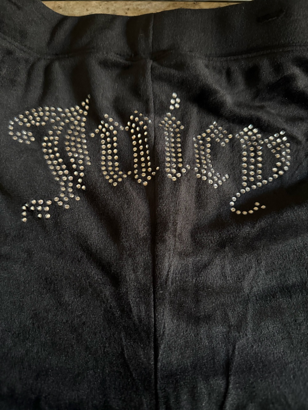NEW Juicy Couture Black Velour Rhinestone Logo Pants